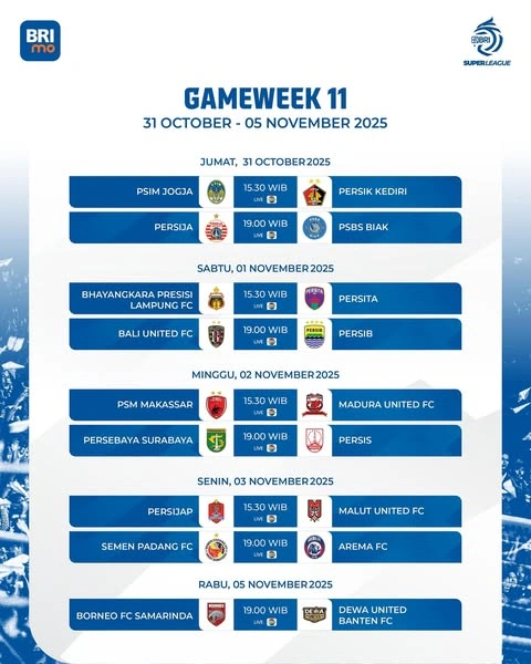 Jadwal Liga 1 2025 2026 Pekan 11. [Instagram @Liga1match]
